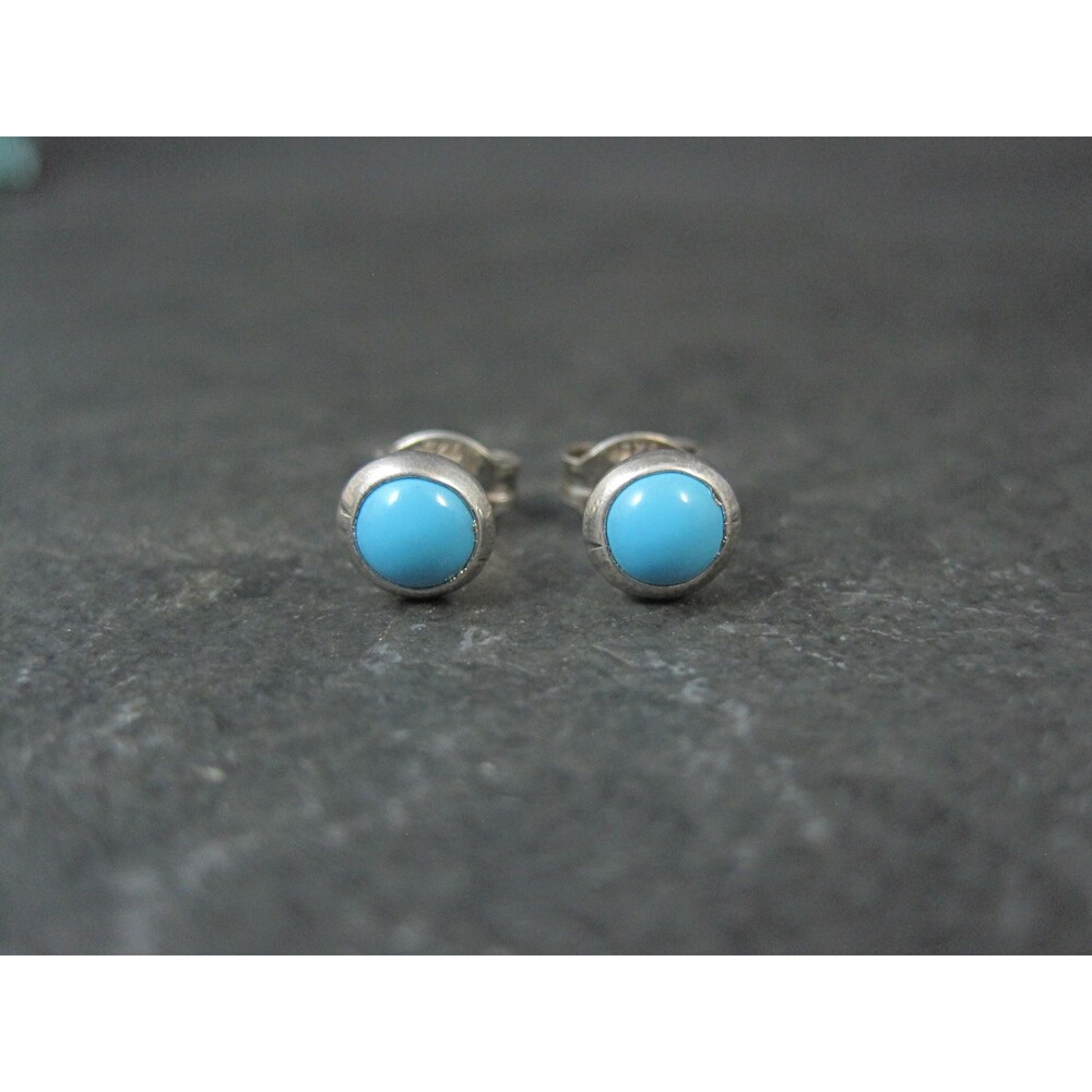 Vintage Sterling Turquoise Stud Earrings 6mm